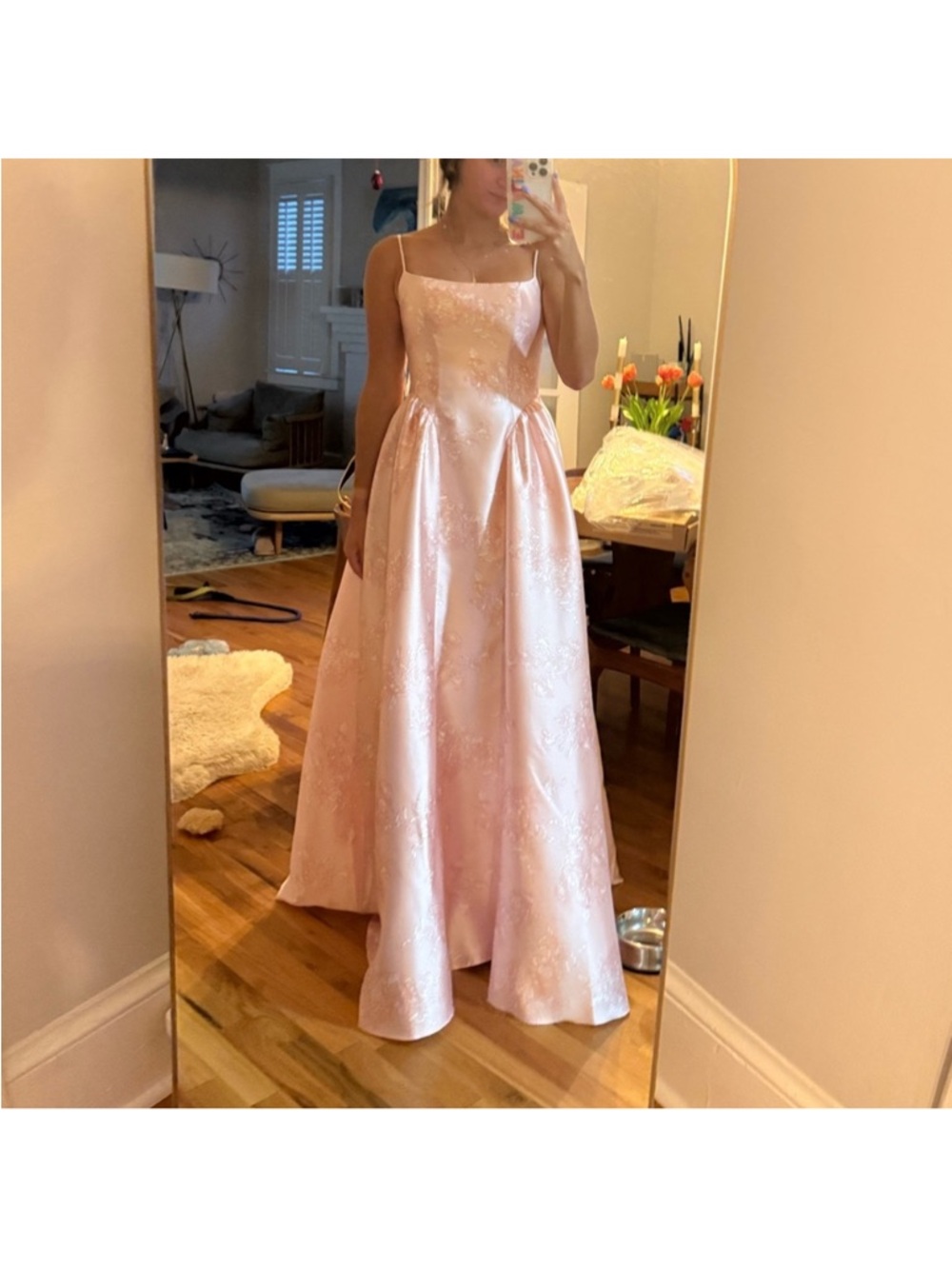 Dessy Collection Pink Floral Maxi Dress